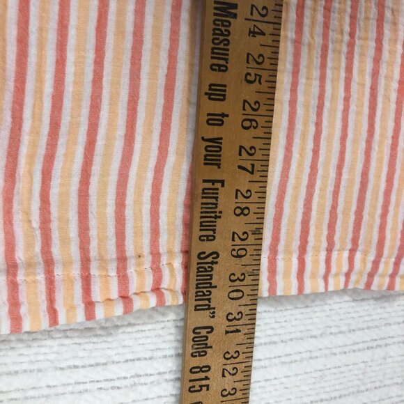 Soft Surroundings Size M Escambia Gauze Tunic Women's Coral Stripe Button Front - Picture 8 of 8